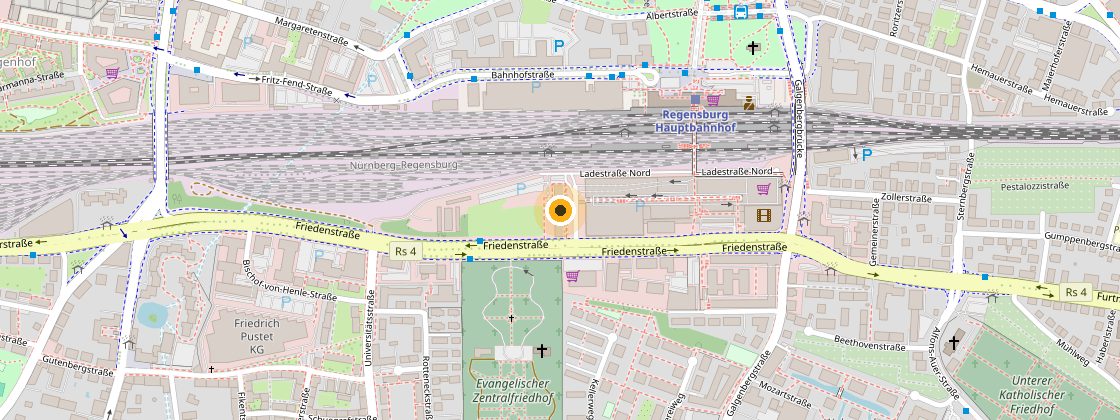 Lageplan: Paracelsusstra&szlig;e 1, 93053 Regensburg, an den Regensburg Arcaden
